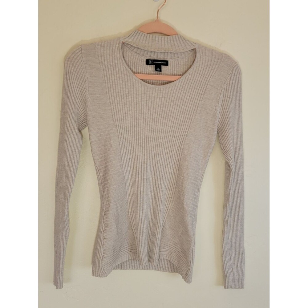 INC Express Women's Ribbed Crew Neck Sweater - Tan Size XS.